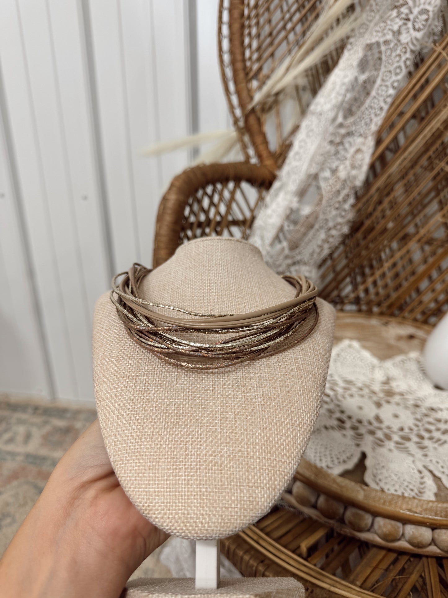 Leather + Gold Necklace