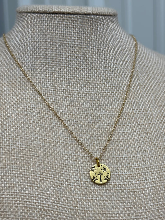Gold Circle Cross Necklace