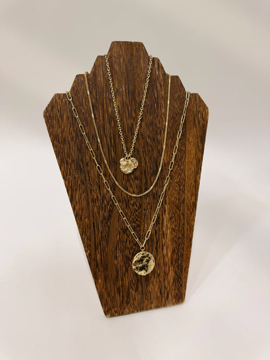Triple Coin Layered Necklace