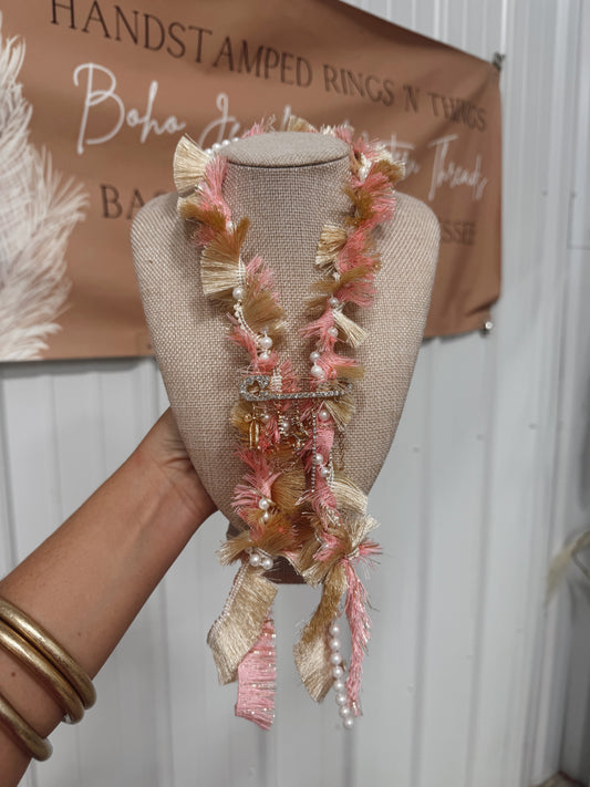 Fringe Neck Tie - Pinky Gold
