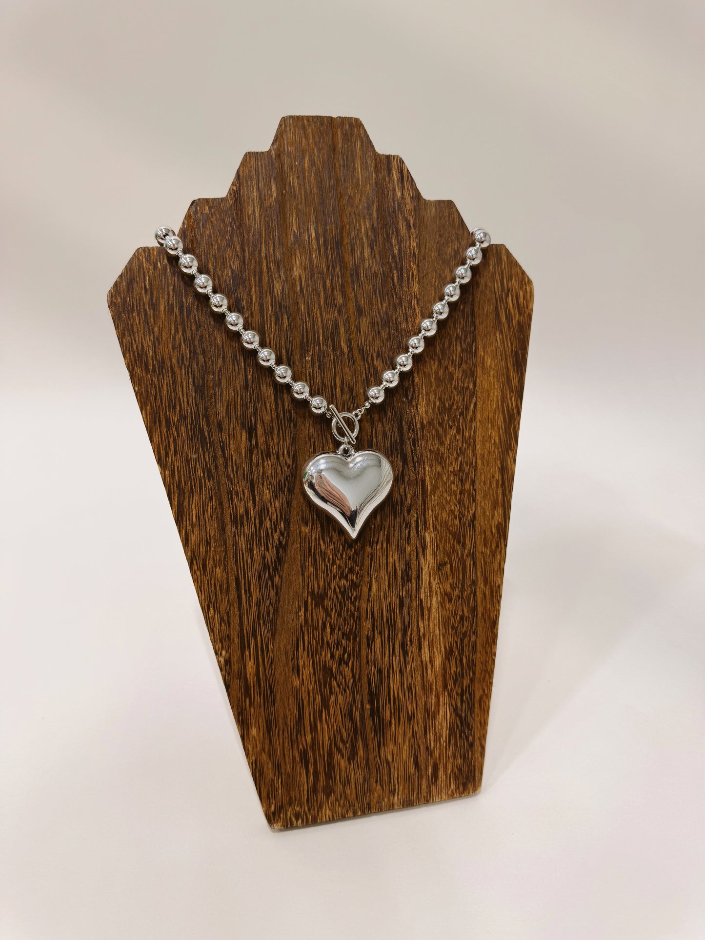 Silver Bubble Heart Necklace