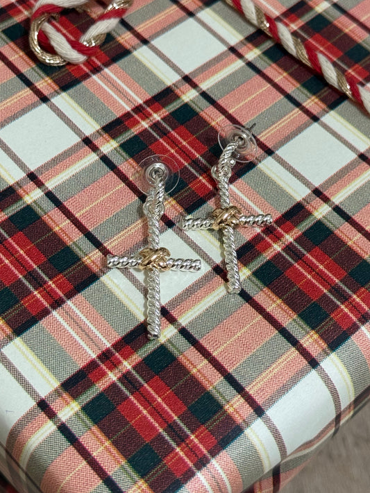 Dainty DY Cross Earrings