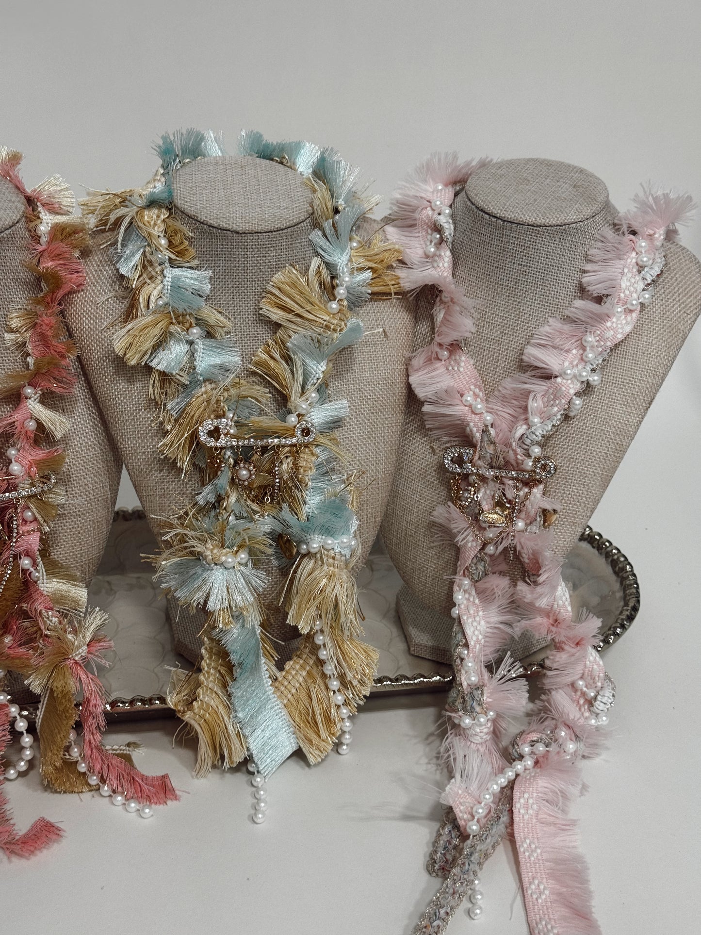Fringe Neck Tie - Boho Blue