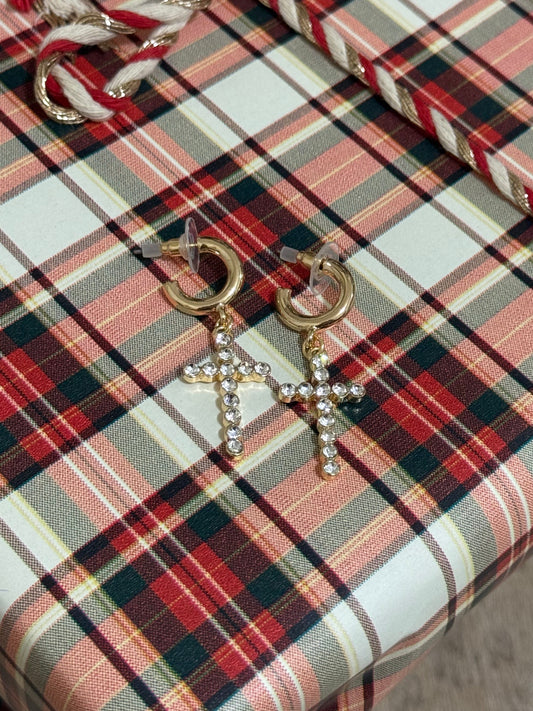 Crystal Cross Earrings