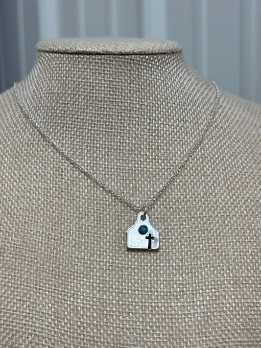 Cowtag Cross Silver Necklace