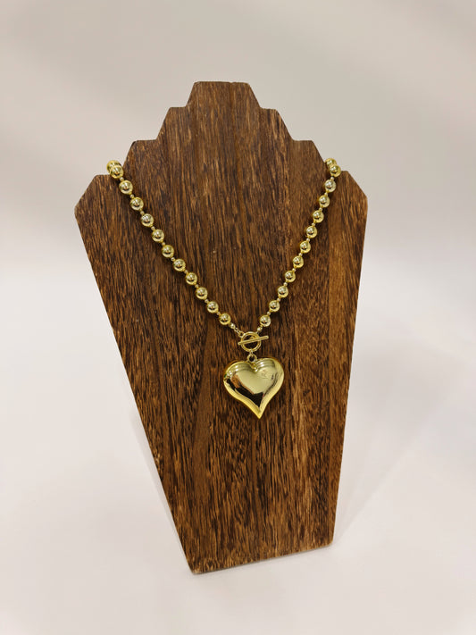 Gold Bubble Heart Necklace