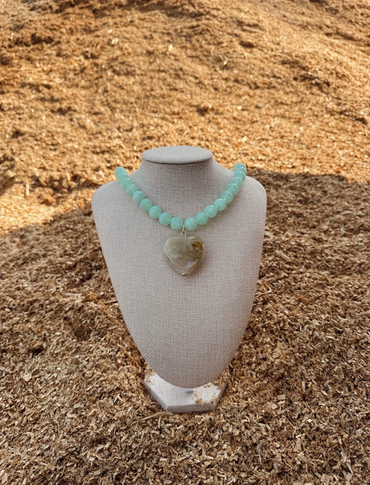Mint + Tan Stone Necklace