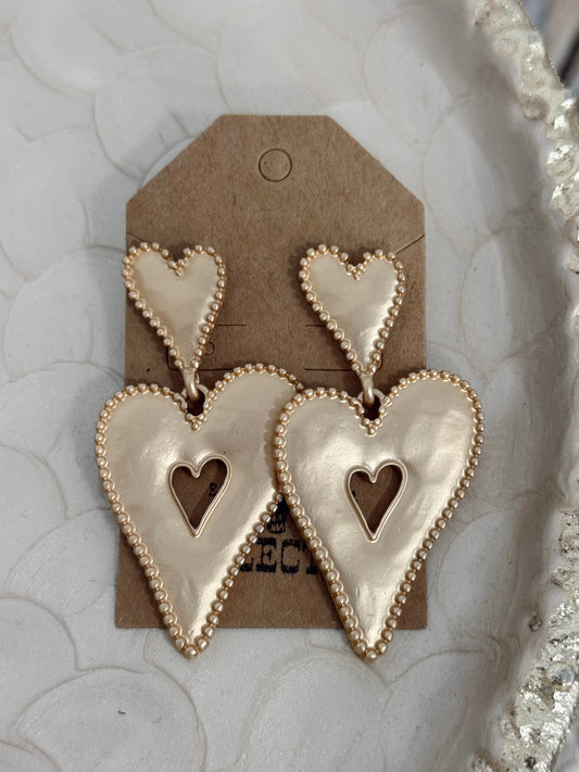 Gold Bubble Heart Earrings