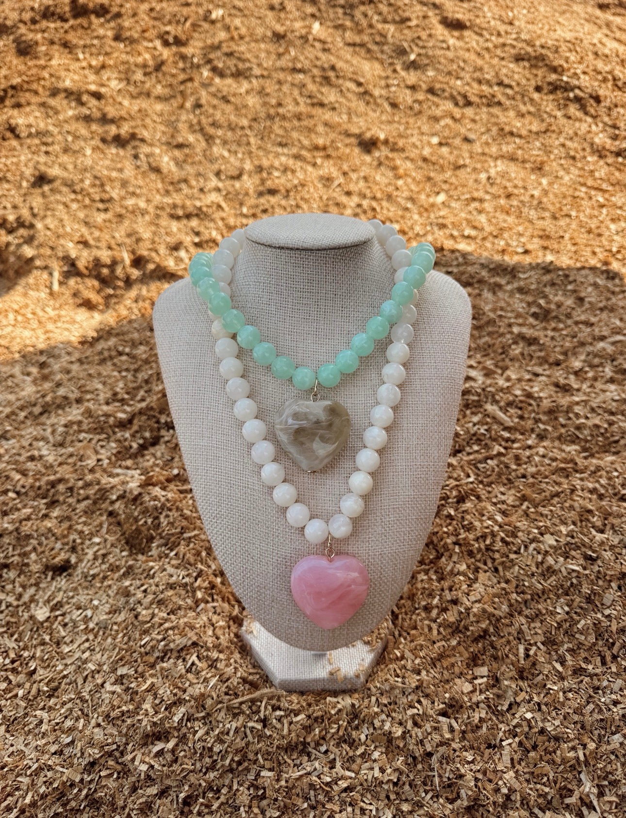 Pink + White Stone Necklace