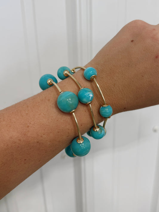 Turquoise and Gold Bracelet Set