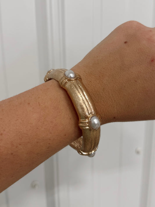 Worn Gold Pearl Bangle