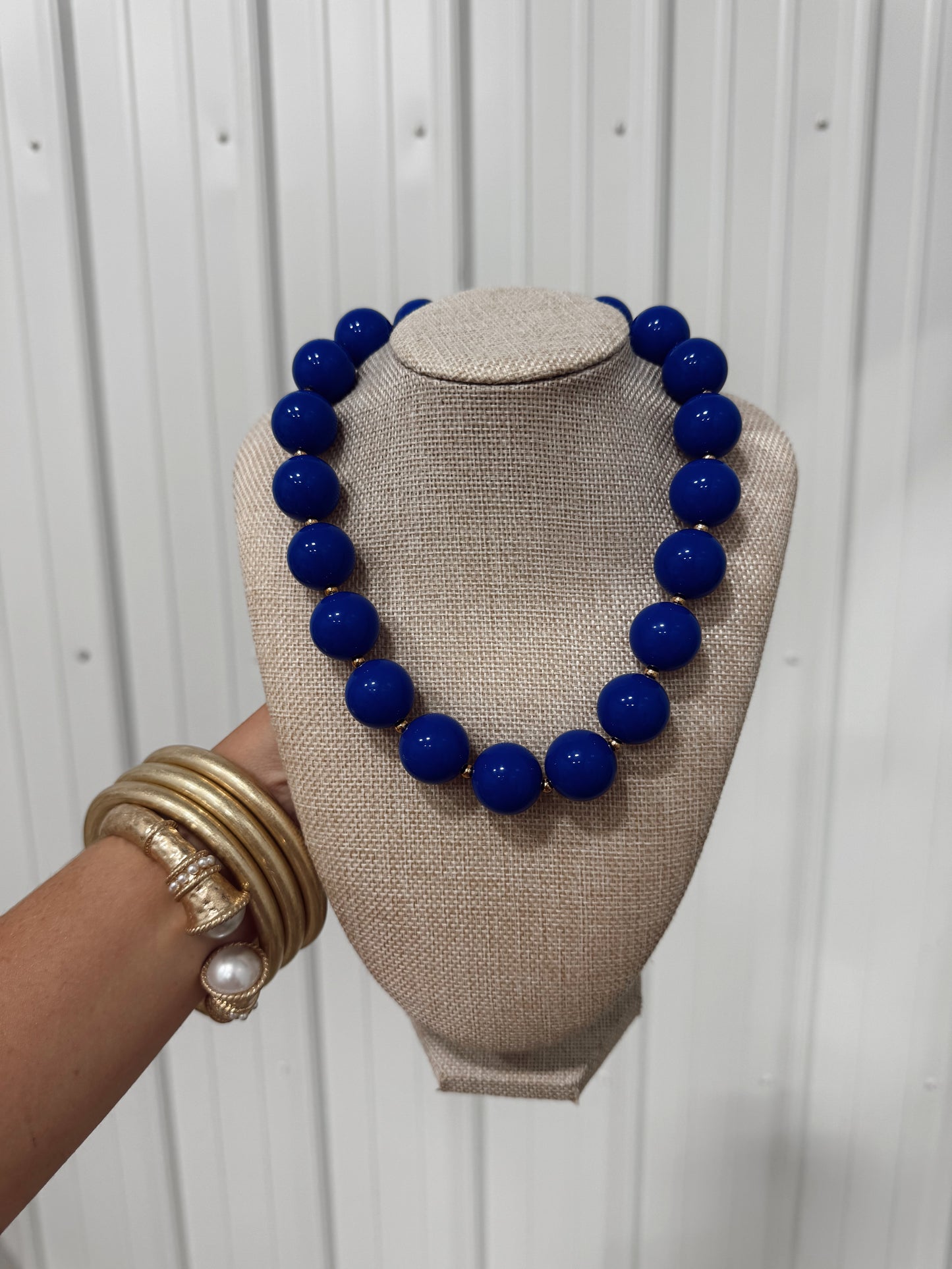 Gameday Blue + Gold Beaded Necklace