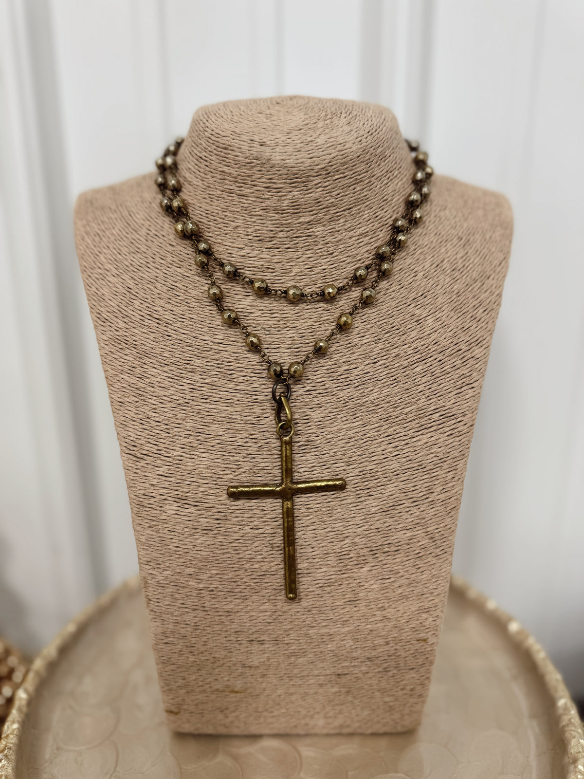 Bronze Cross Wrap Necklace