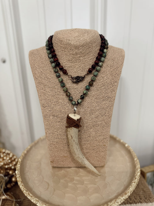 Long Horn Wrap Necklace