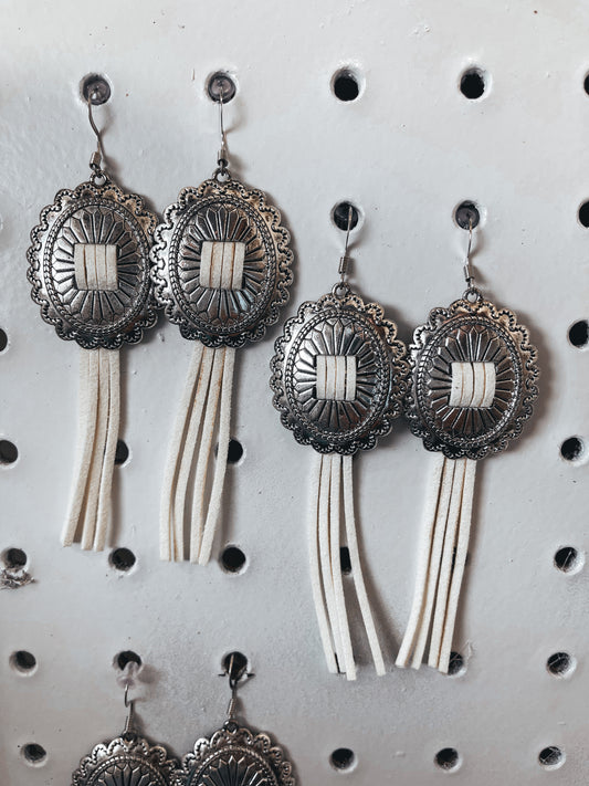 Cream Concho Earrings
