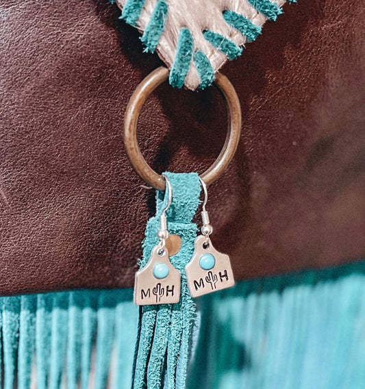 CUSTOM Cow Tag Earrings