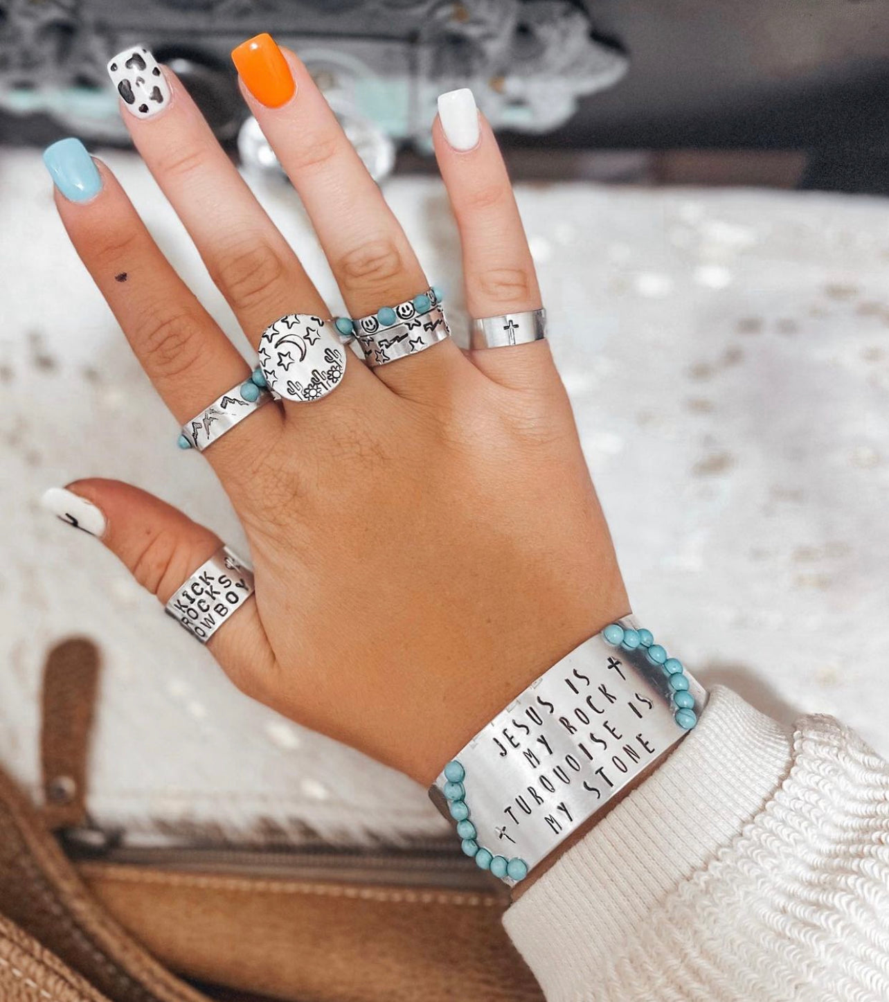 Smiley & Turquoise Ring