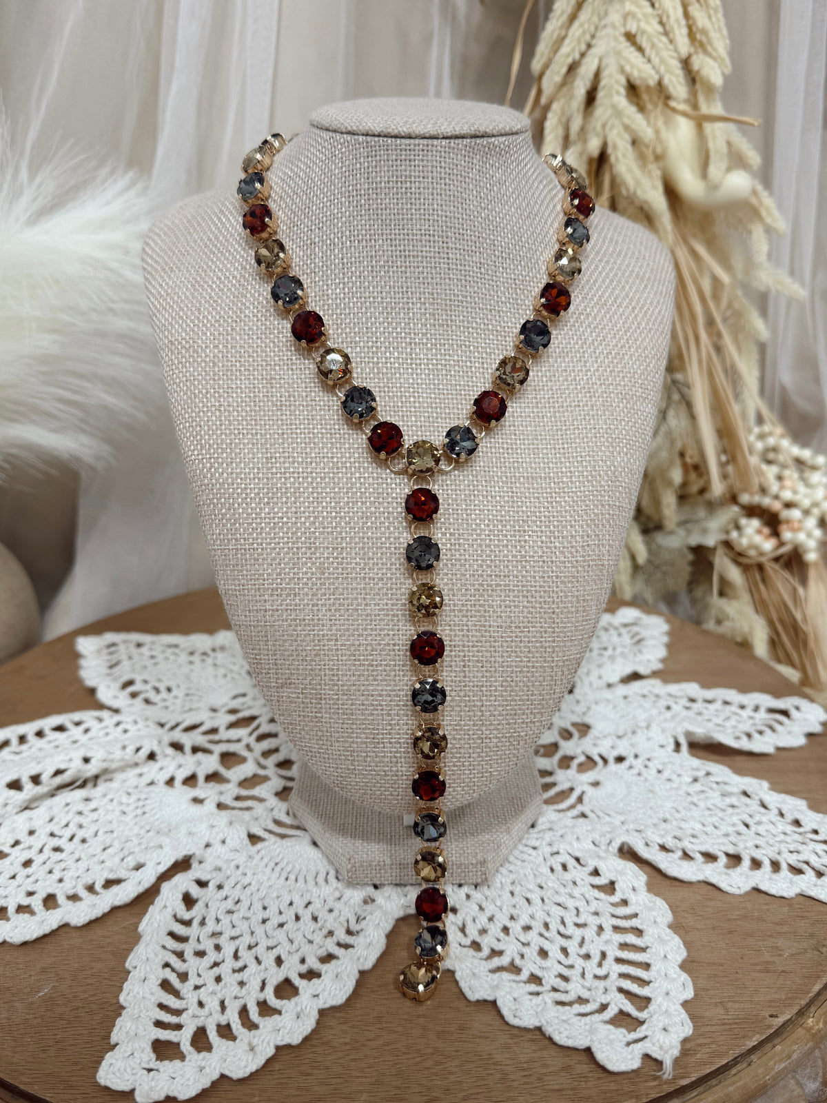 Garnet Smoke Cascade Necklace