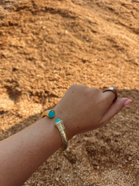 Turquoise Gold Cuff Bracelet