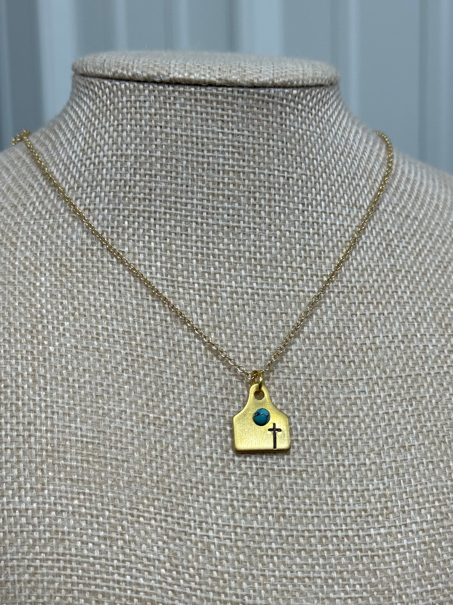 Cowtag Cross Gold Necklace