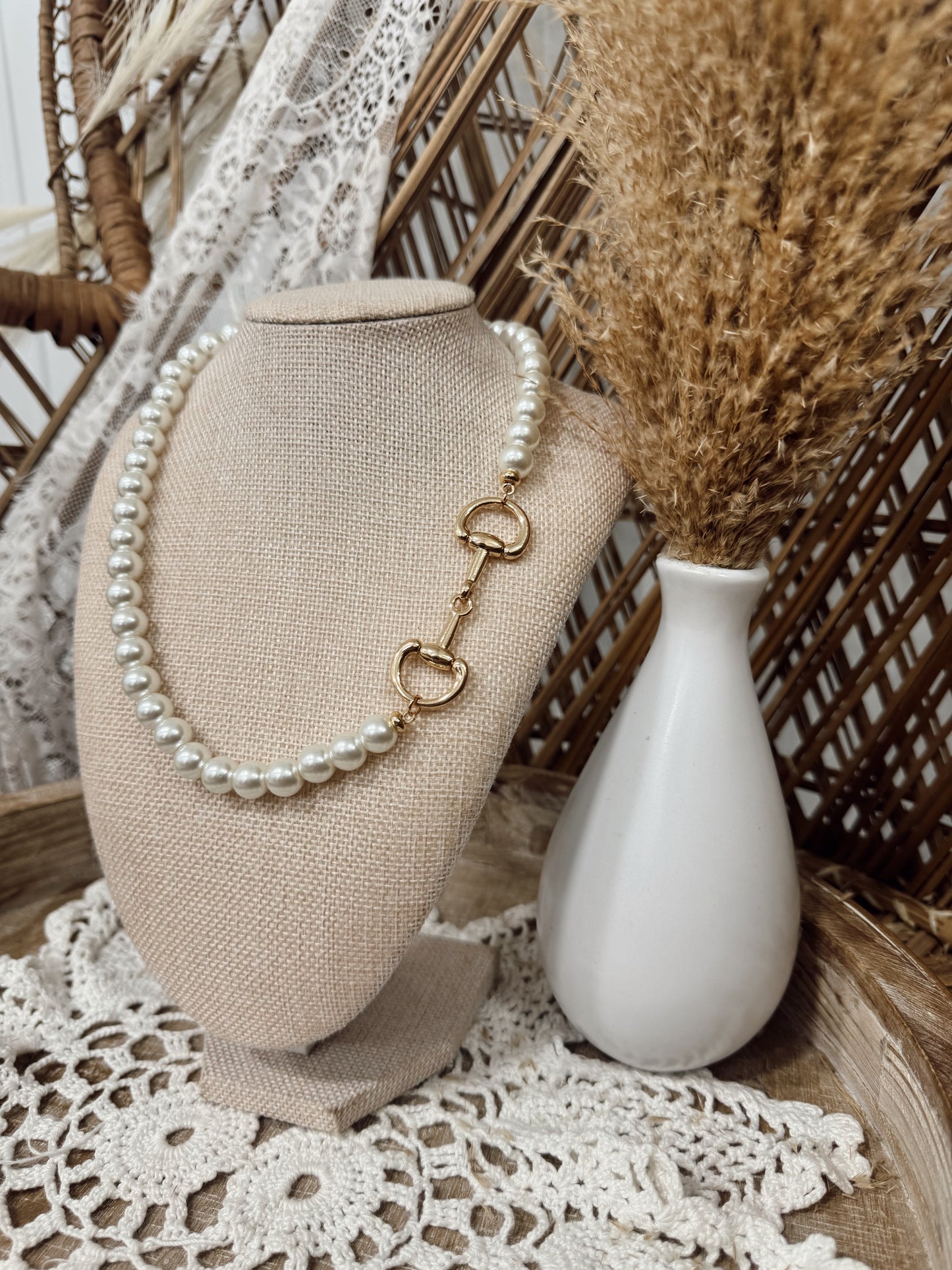 Pearl Horsebit Necklace