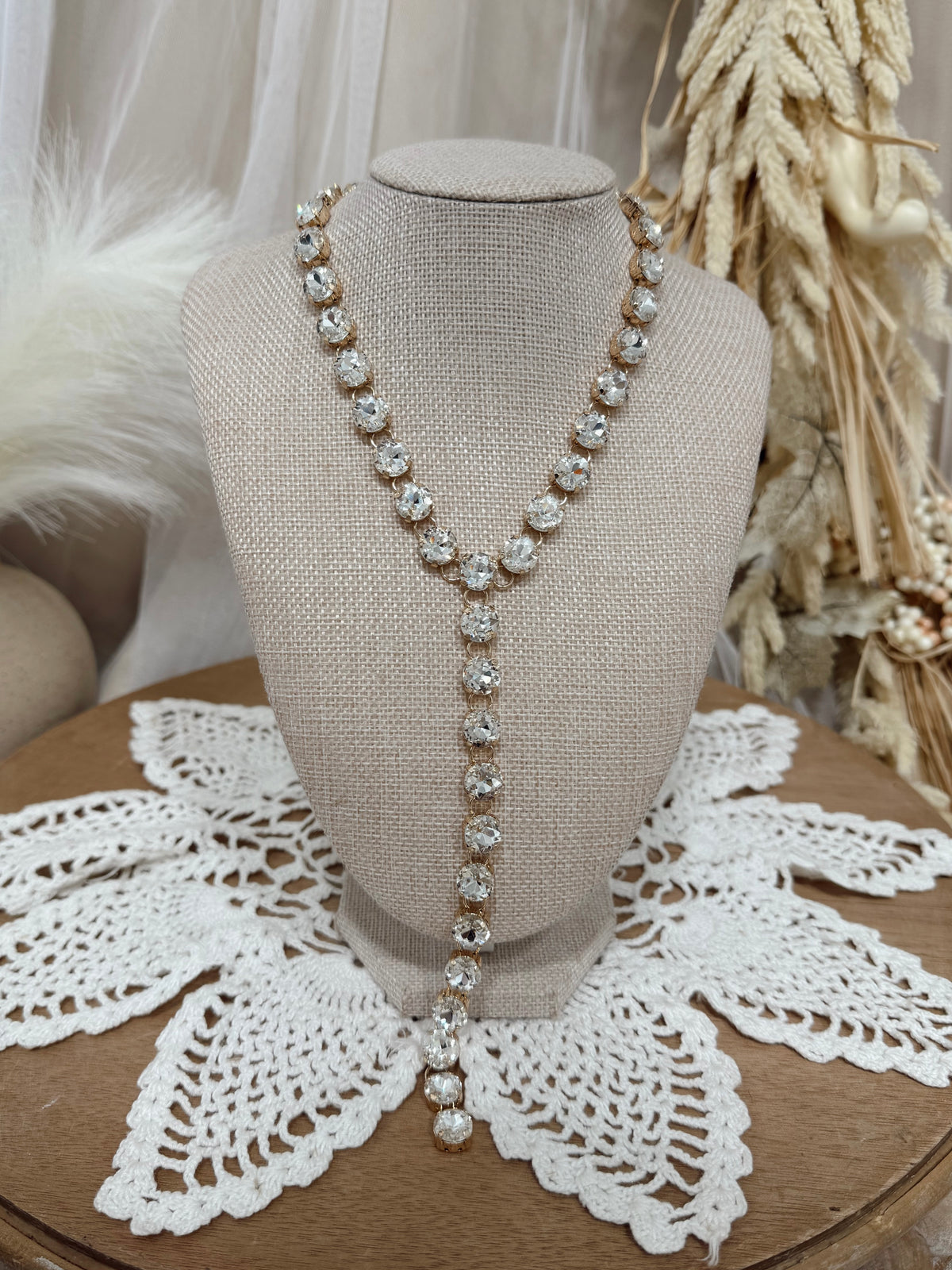 Clear Crystal Cascade Necklace