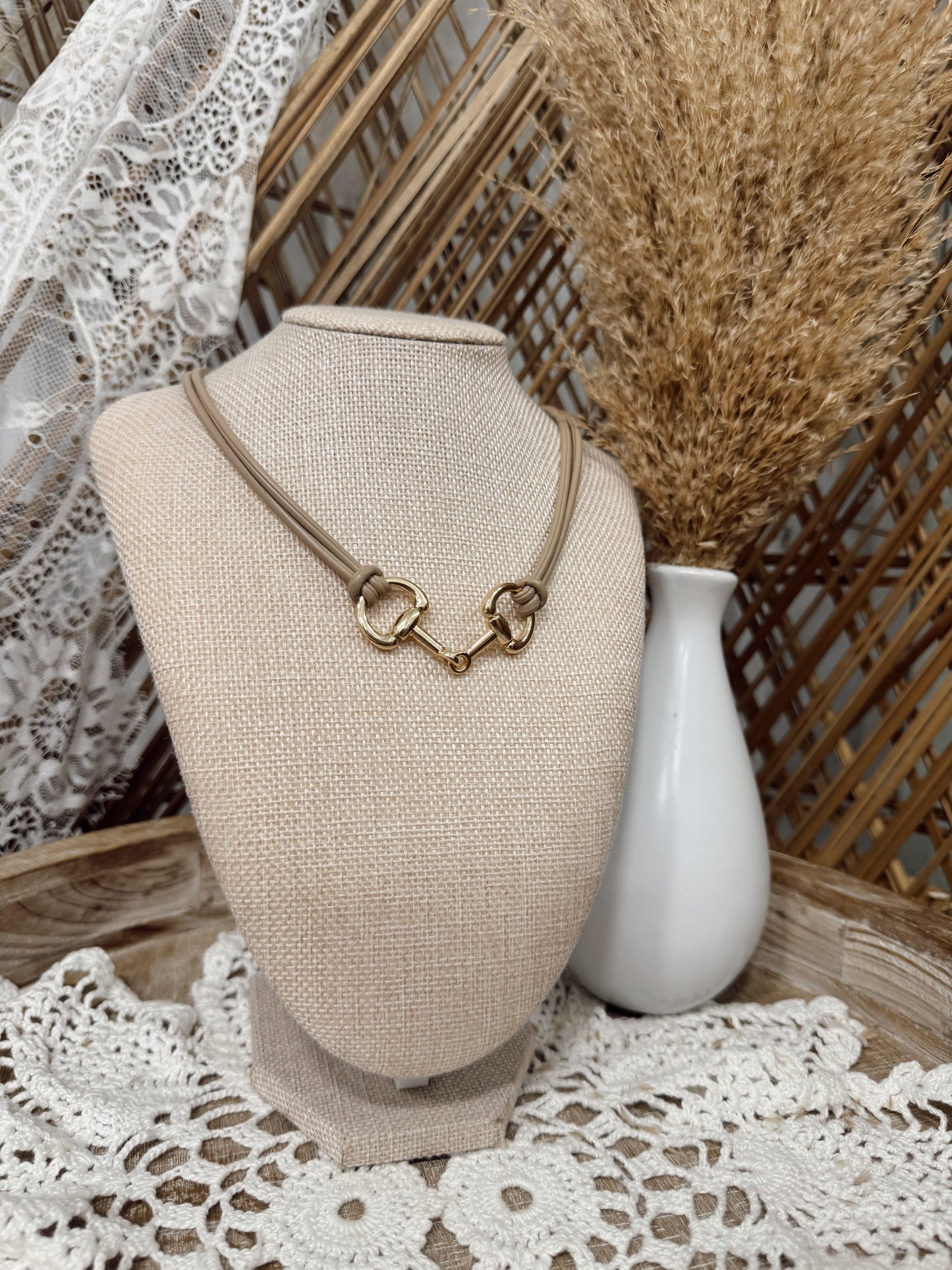 Leather Horsebit Necklace