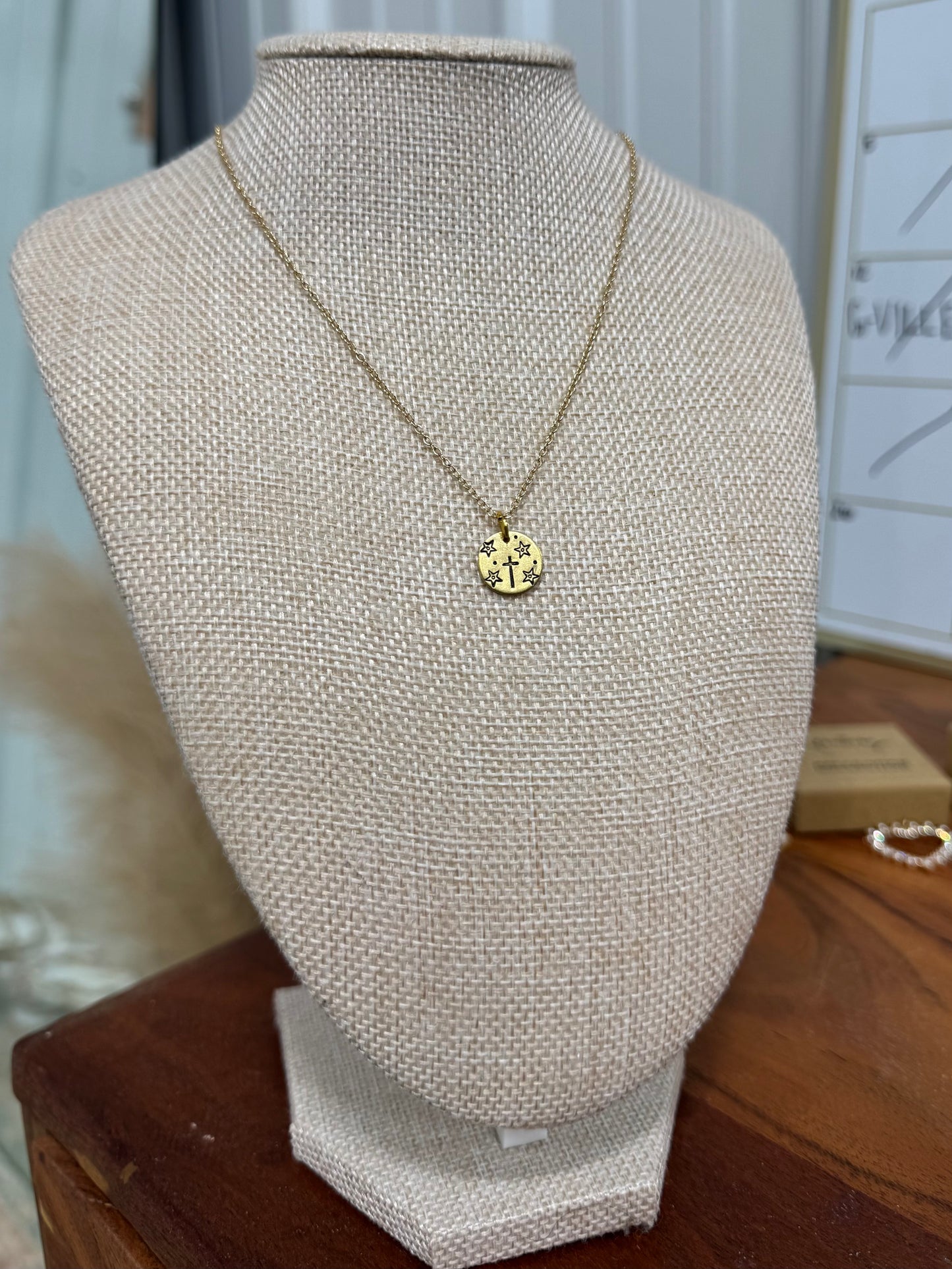 Gold Circle Cross Necklace