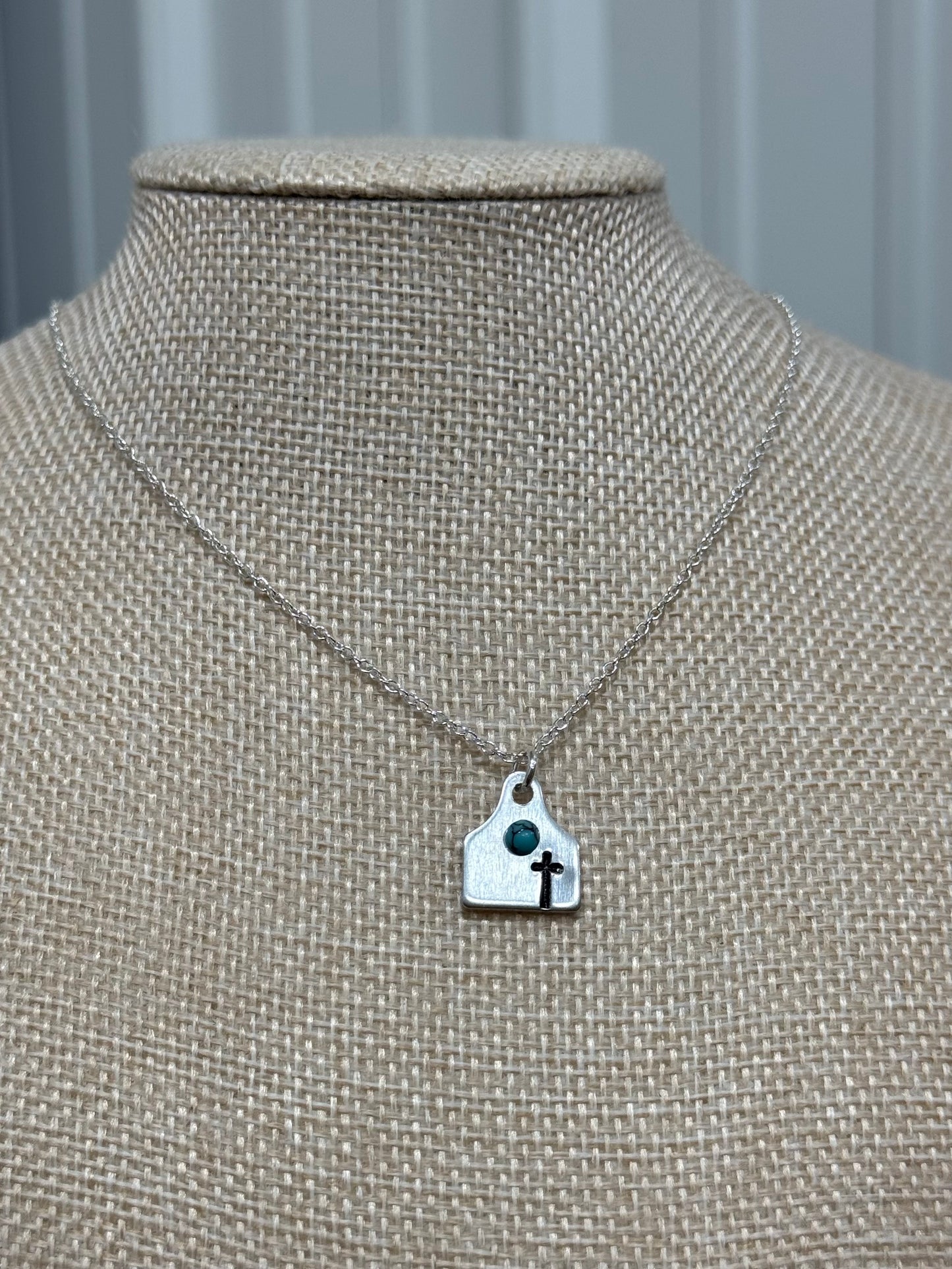 Cowtag Cross Silver Necklace