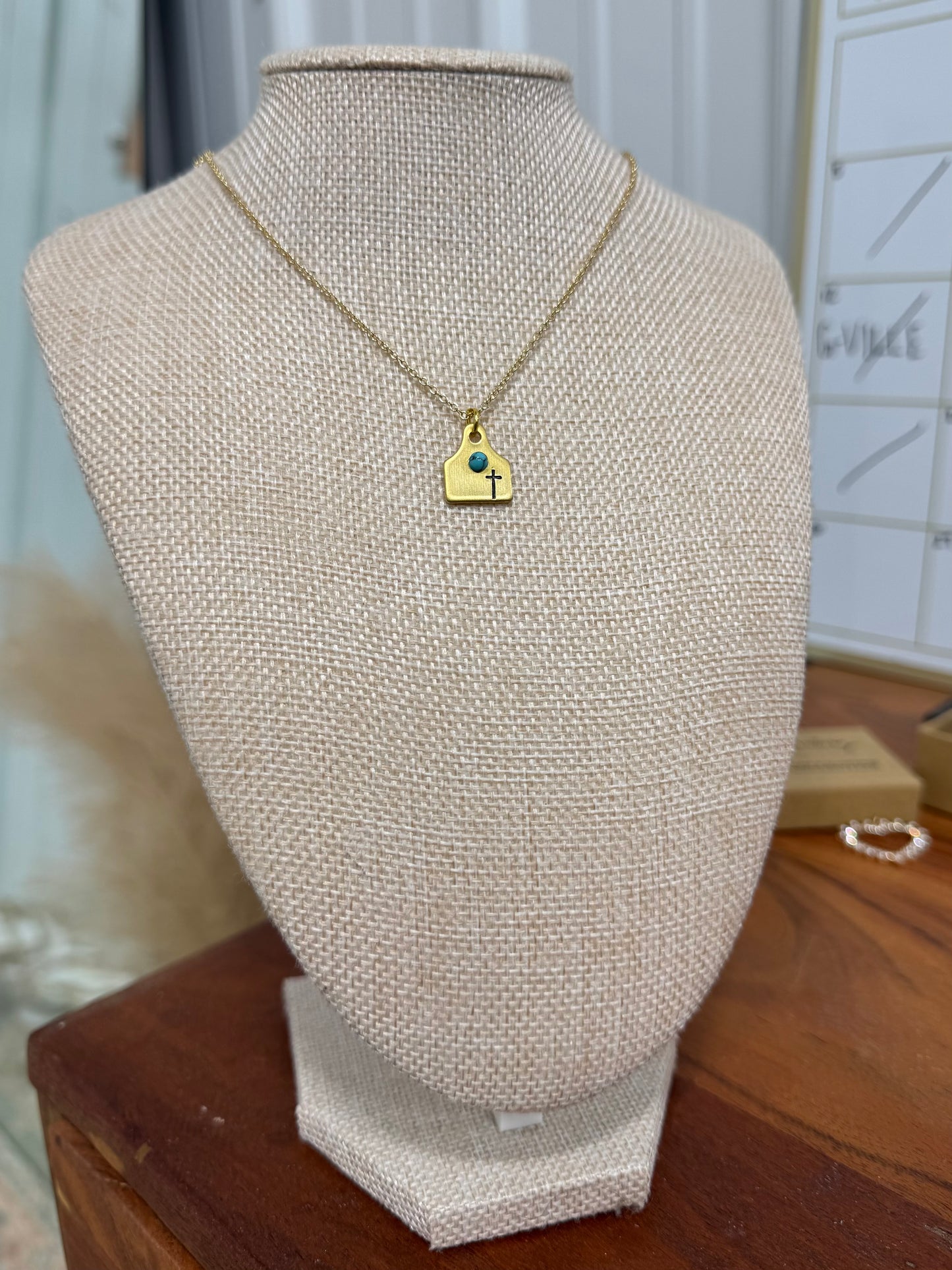 Cowtag Cross Gold Necklace