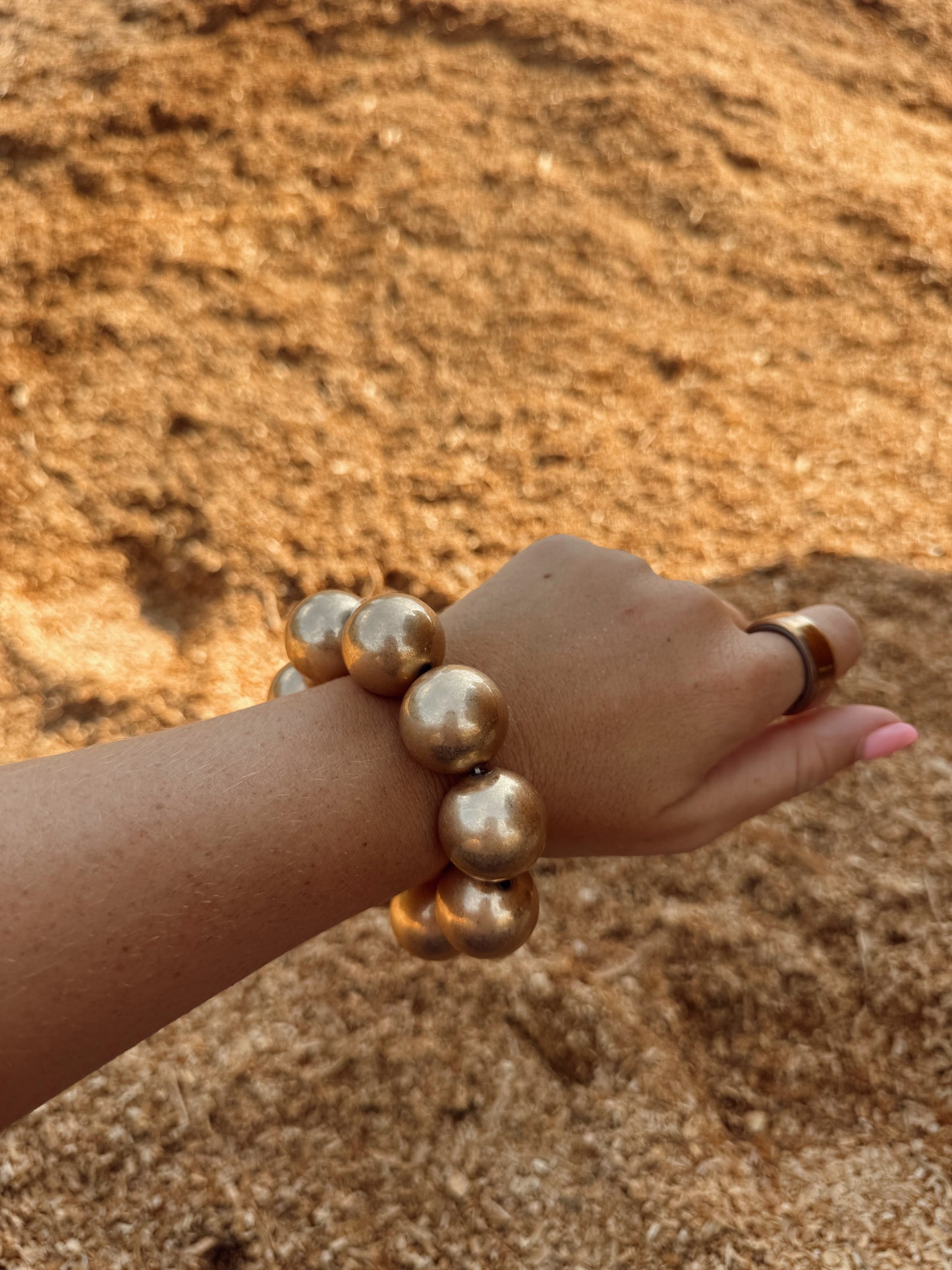 Water Resistant Large Gold Beaded Bracelet *PREORDER*