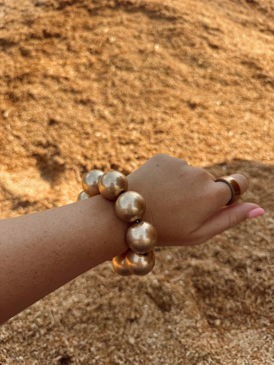 Water Resistant Large Gold Beaded Bracelet *PREORDER*