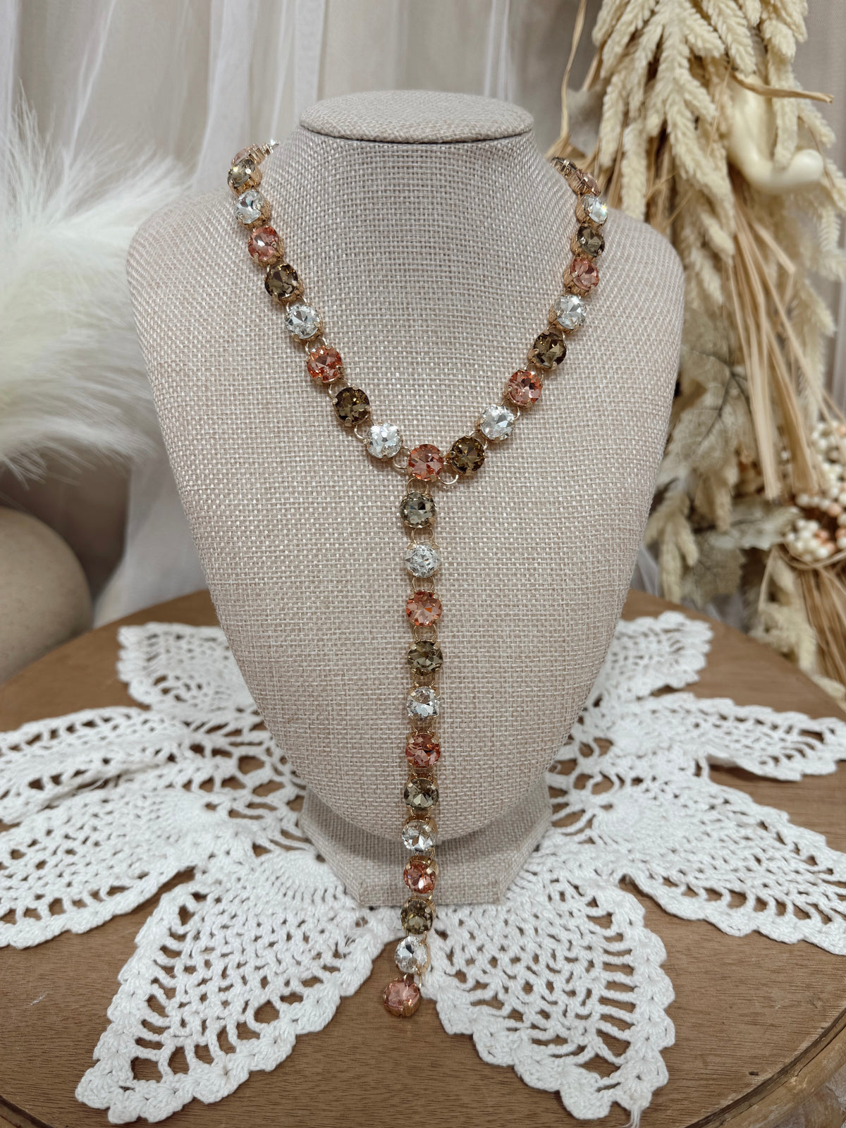 Blush Crystal Cascade Necklace