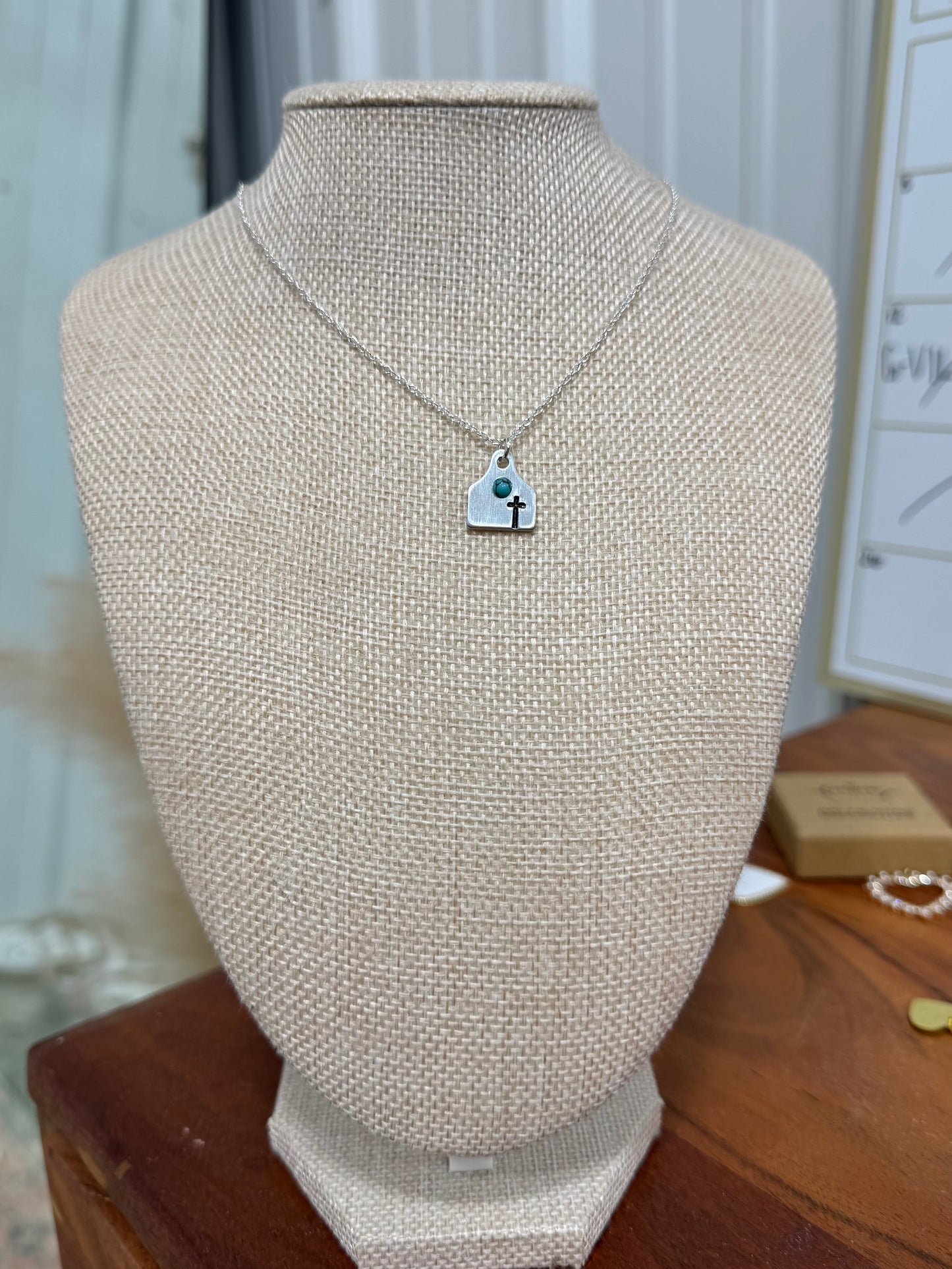 Cowtag Cross Silver Necklace