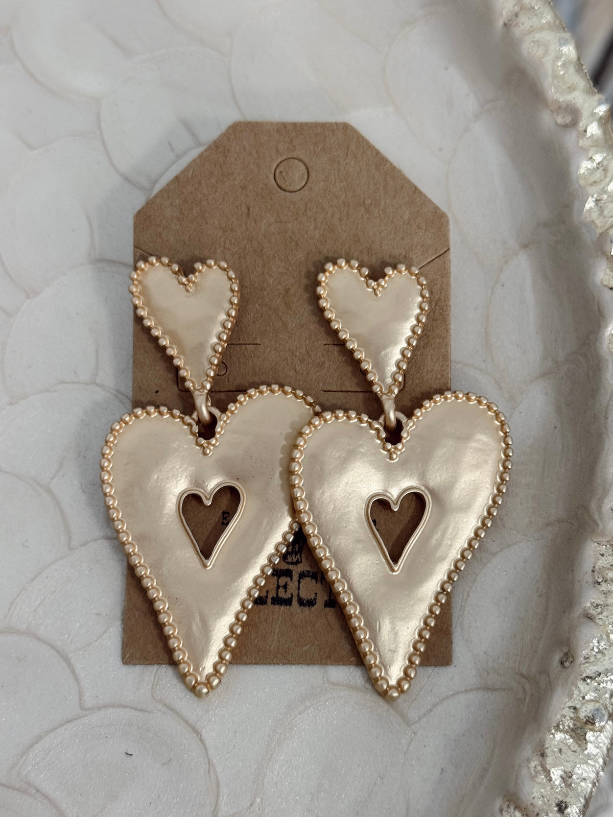 Gold Bubble Heart Earrings