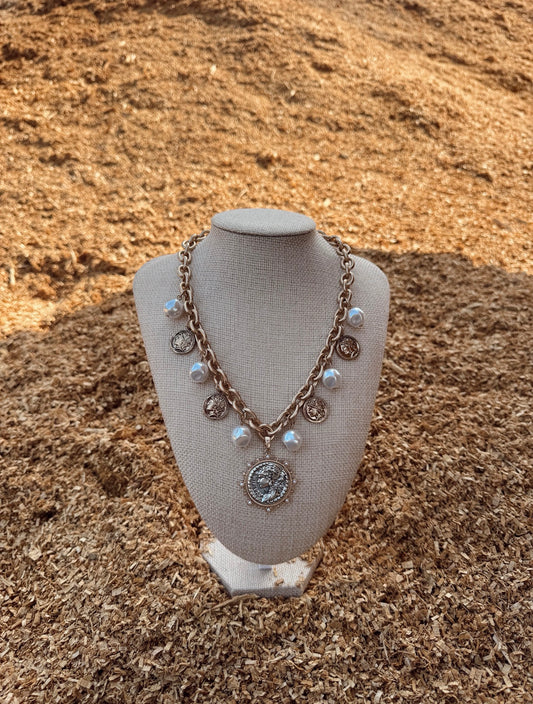 Pearl + Coin Necklace