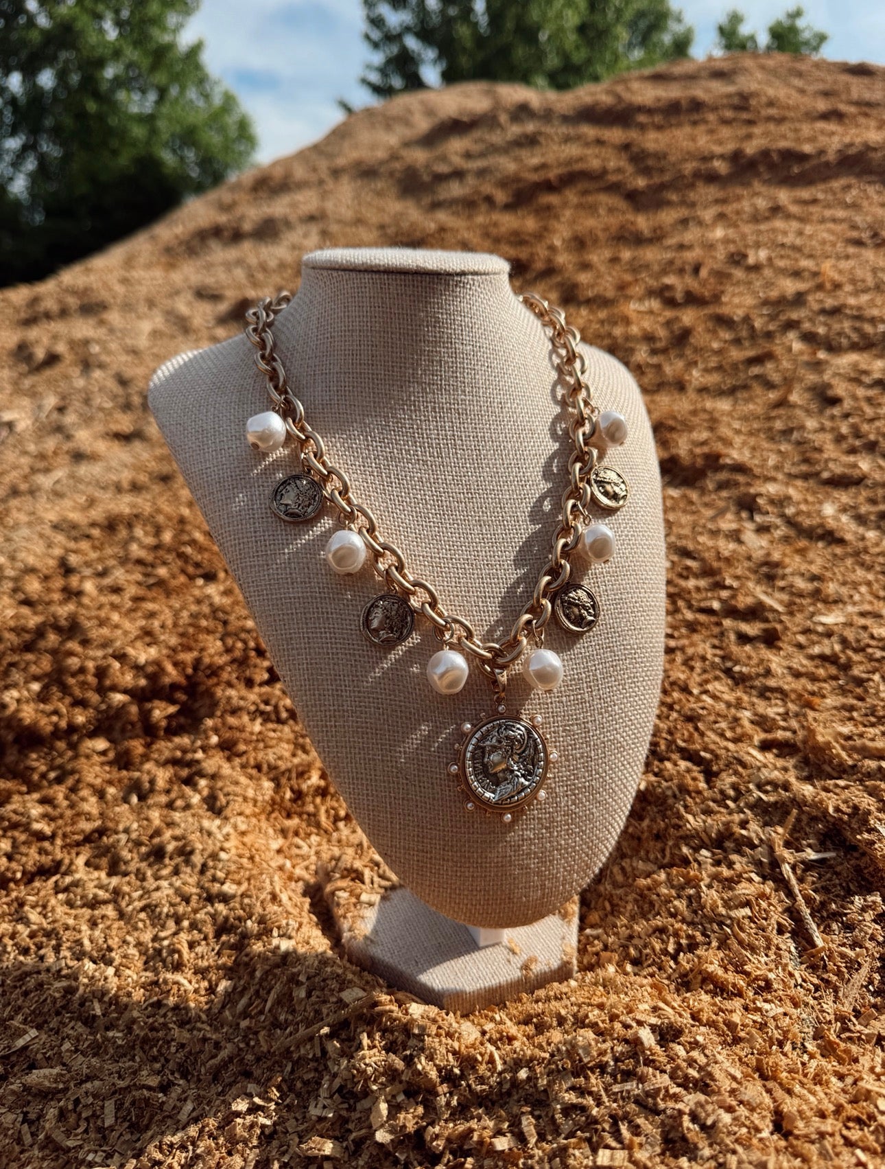 Pearl + Coin Necklace
