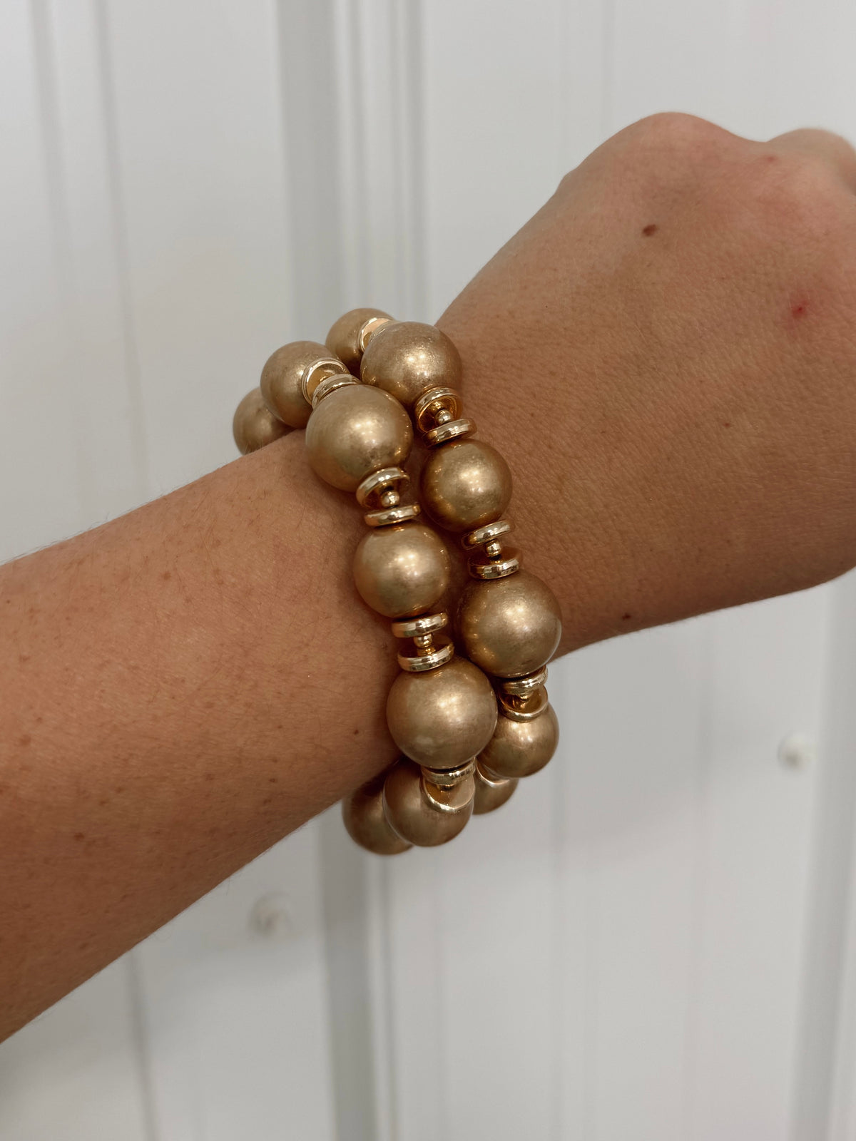 Matte Gold Ball Bracelet Set