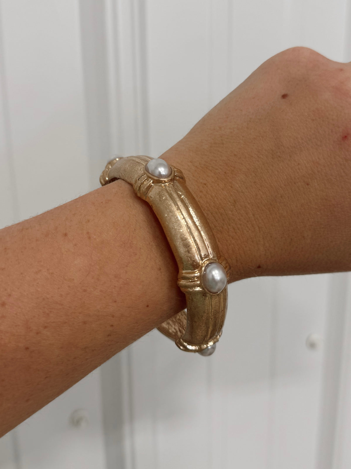 Worn Gold Pearl Bangle