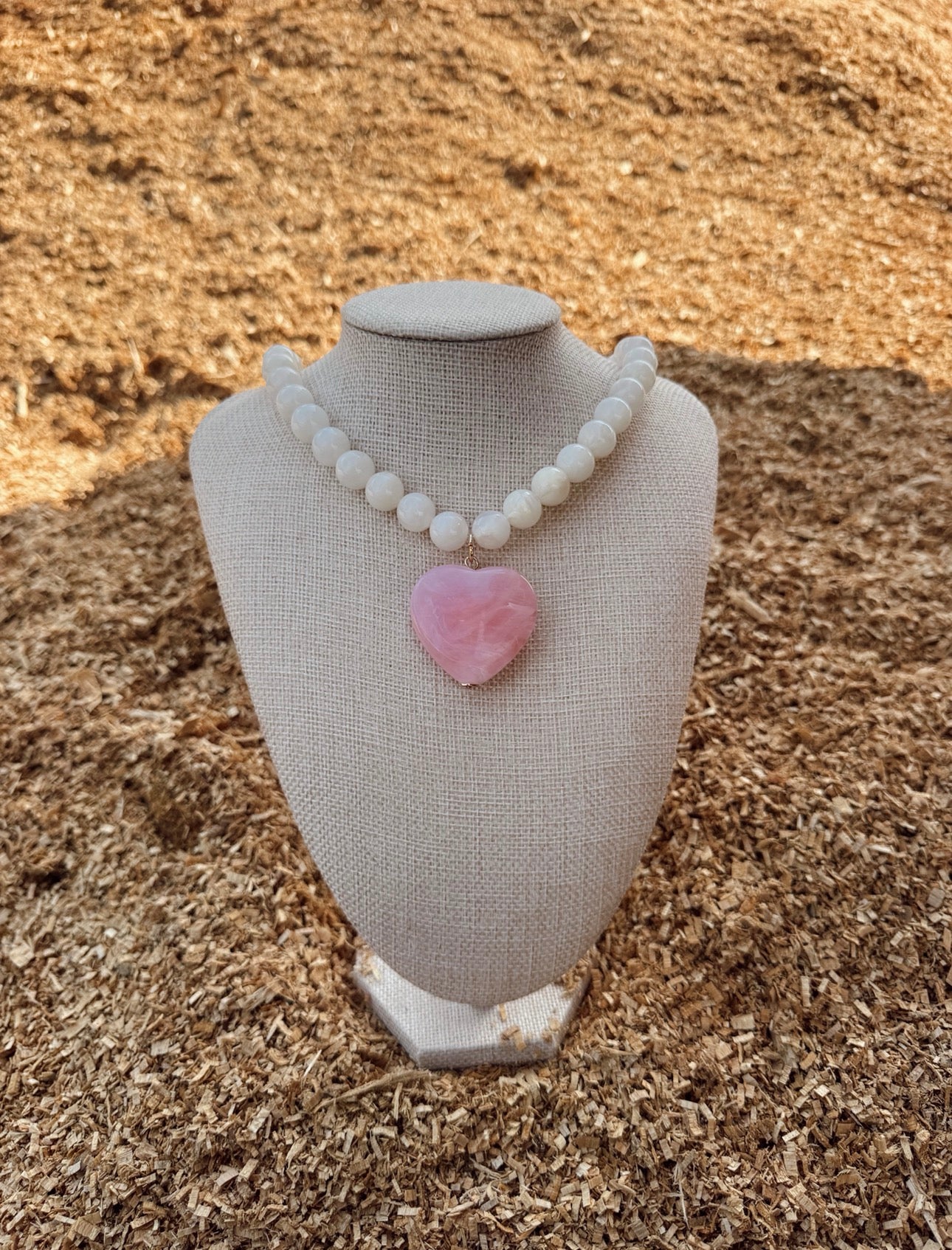 Pink + White Stone Necklace