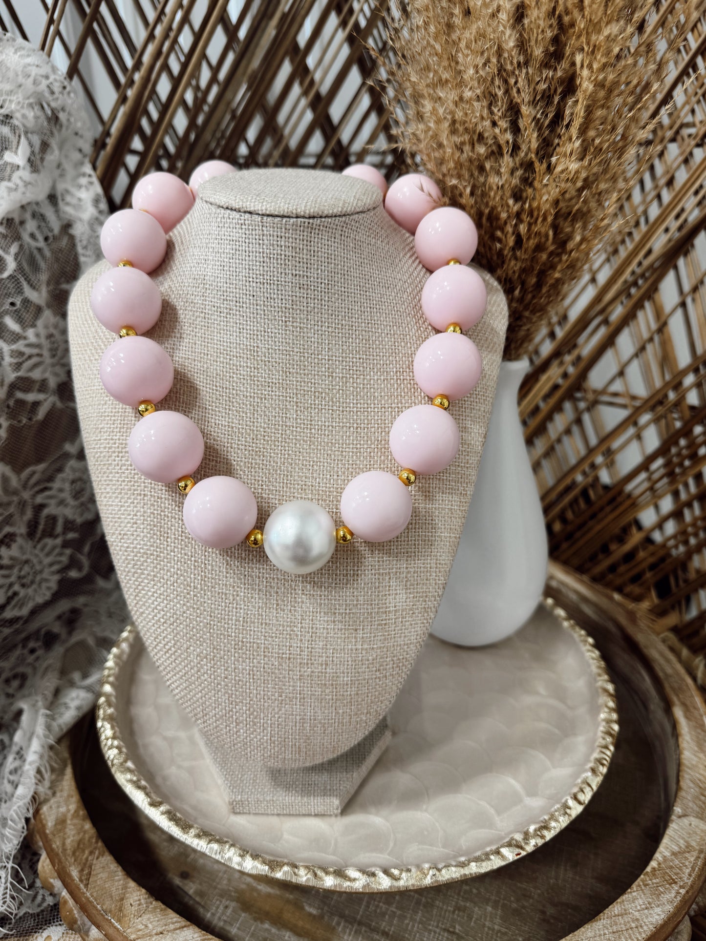 Pinky Pearl Necklace
