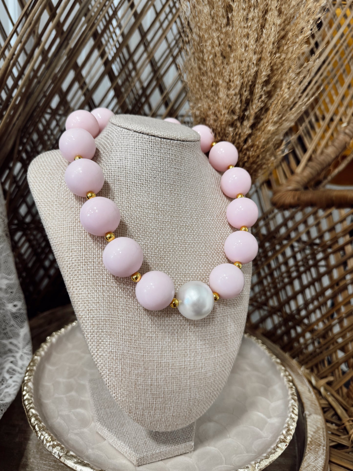 Pinky Pearl Necklace