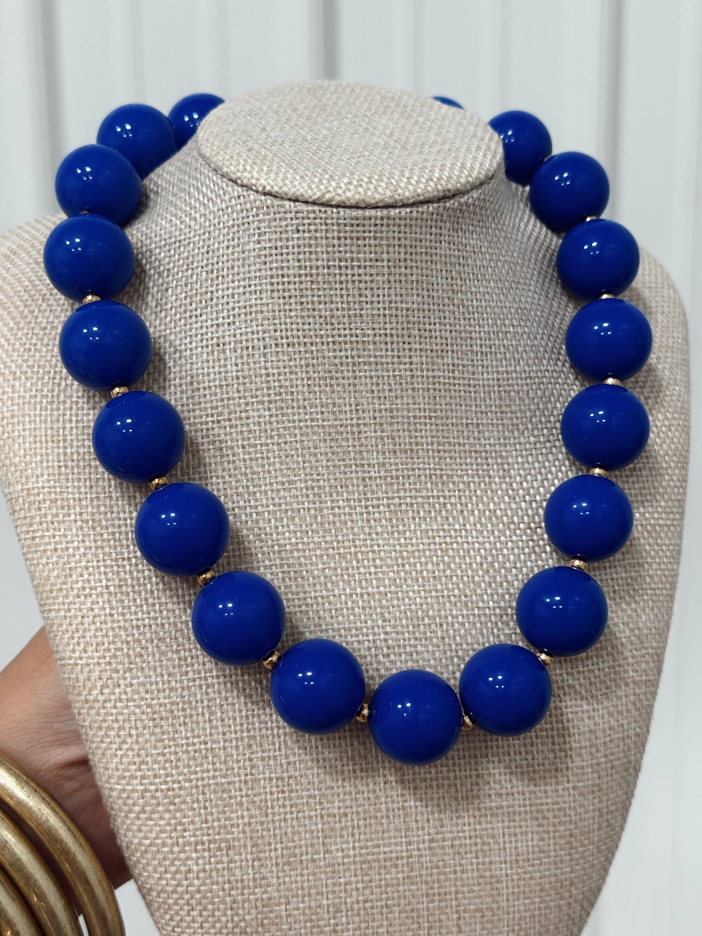 Gameday Blue + Gold Beaded Necklace