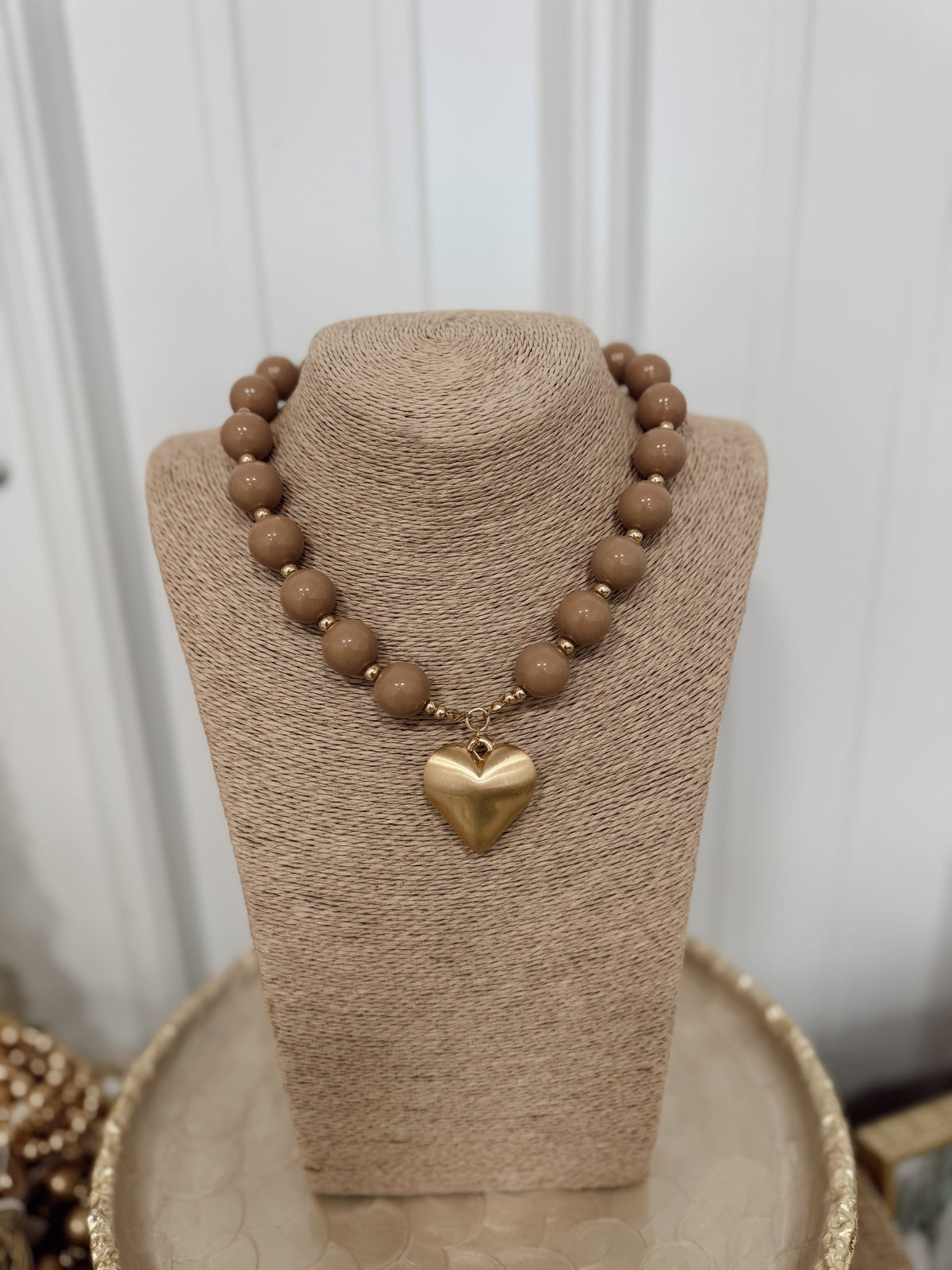 Taupe Heart Necklace