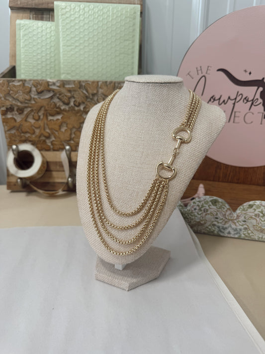 Gold Horse Bit Chain Necklace