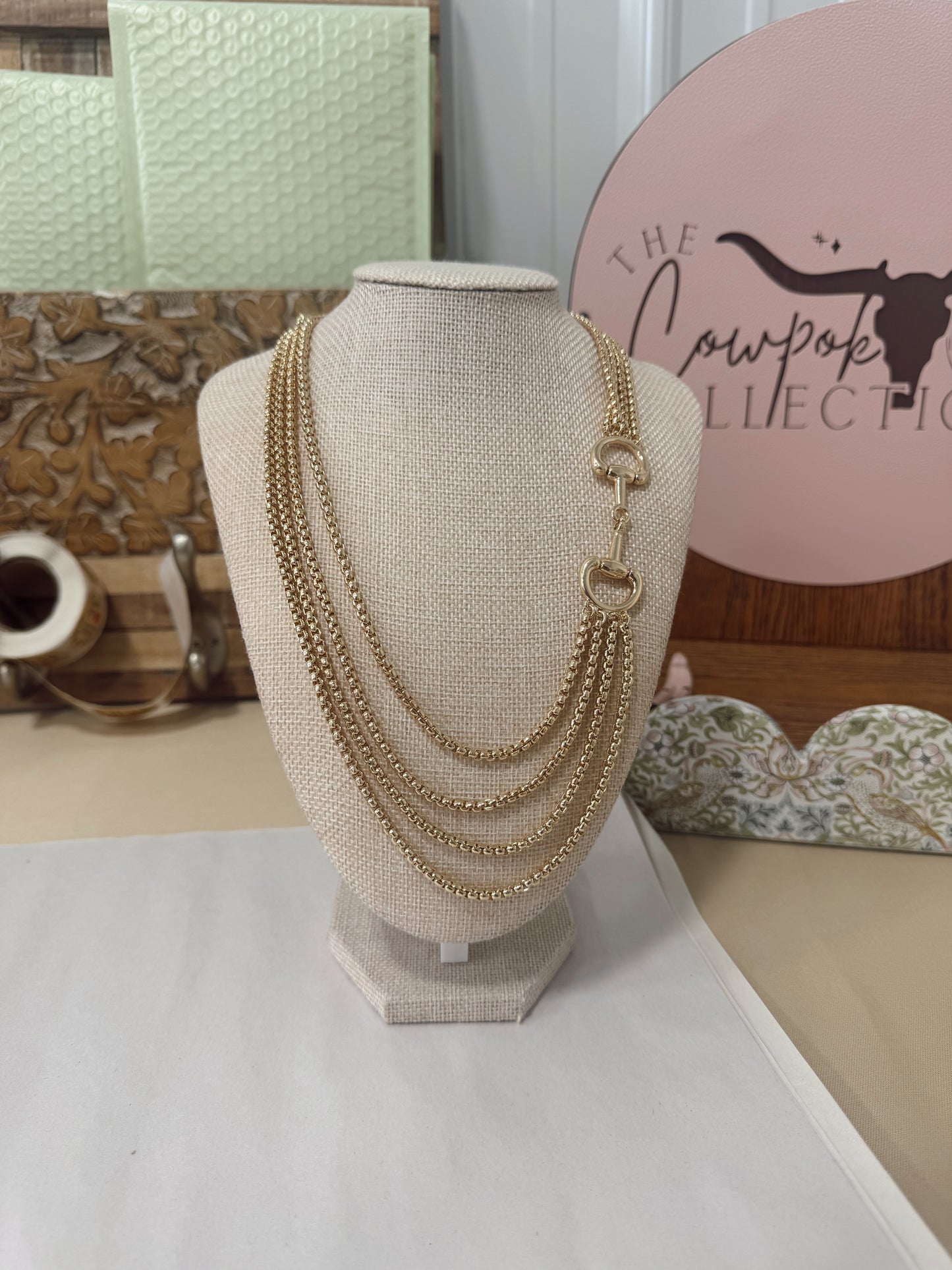 Gold Horse Bit Chain Necklace
