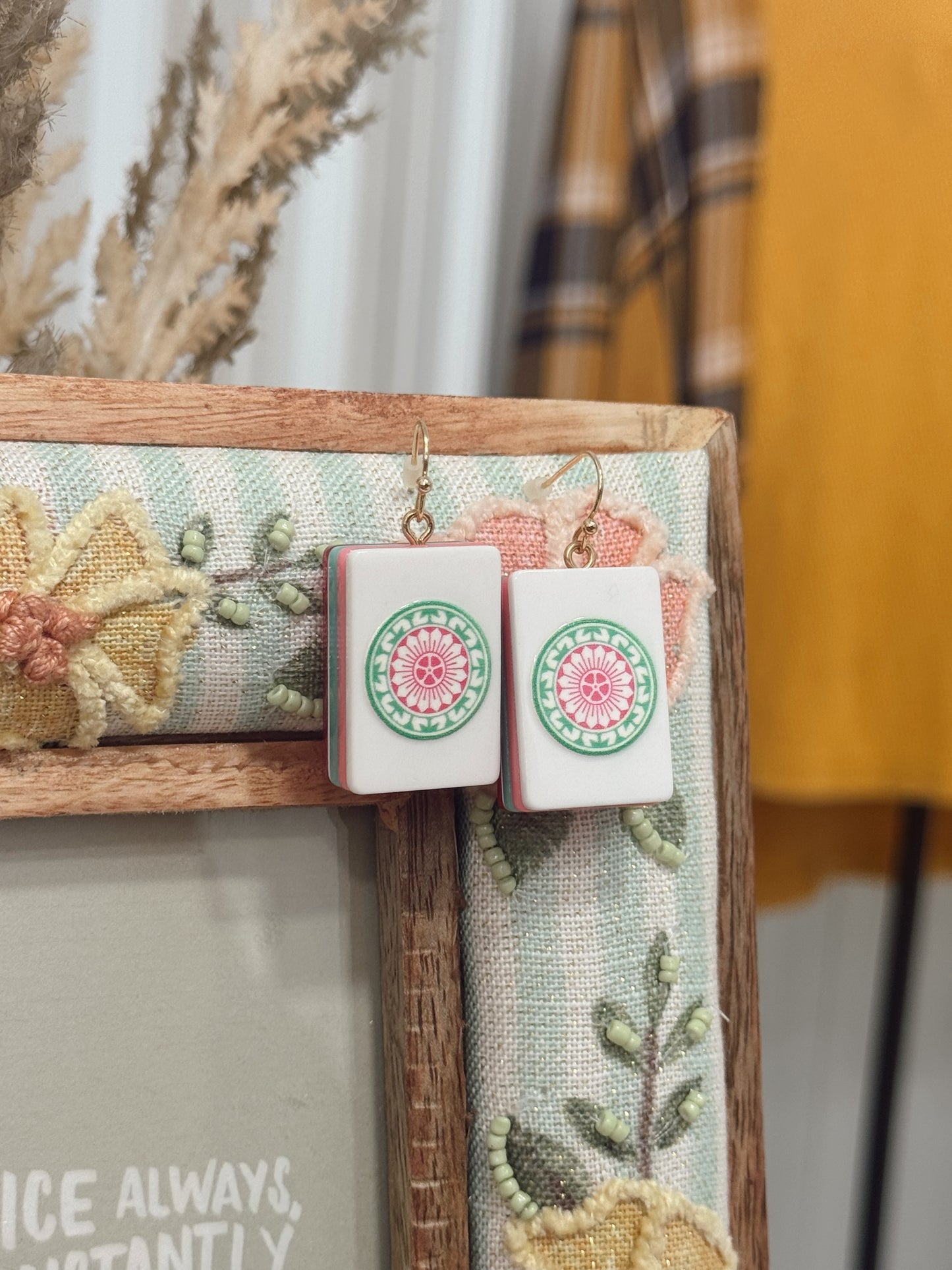 Mahjong Tile Earrings