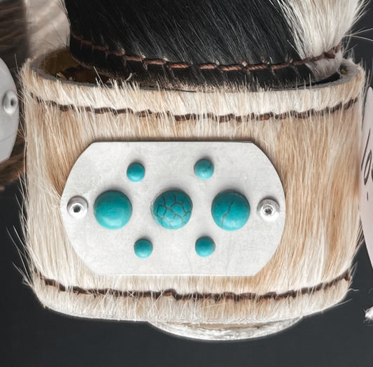 Turquoise cowhide cuff