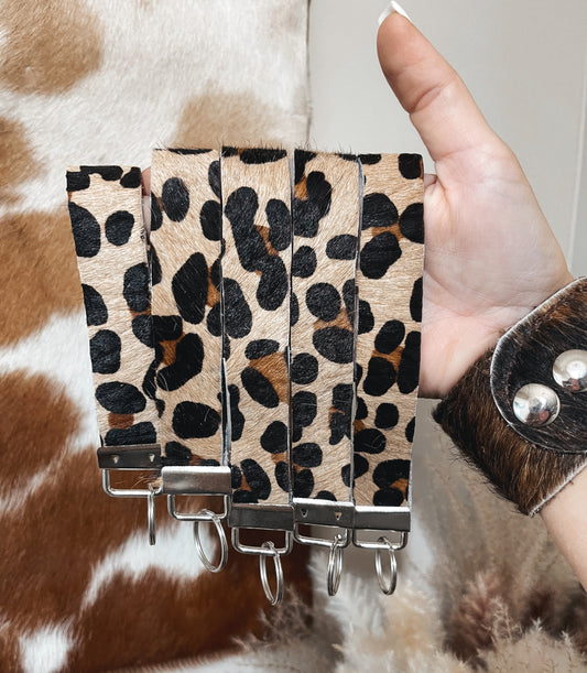 Genuine Cowhide Leopard Pattern Keychain